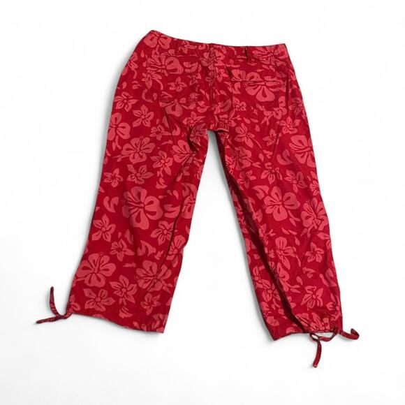Y2K Hibiscus Print Capri Pants - Picture 2 of 4